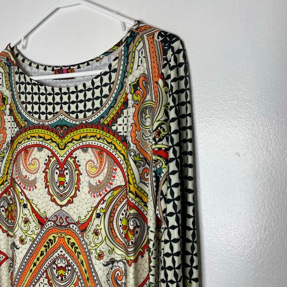 Isle Apparel Multicolor Paisley Boho Art Print Dress Size L Women's - Picture 2 of 10